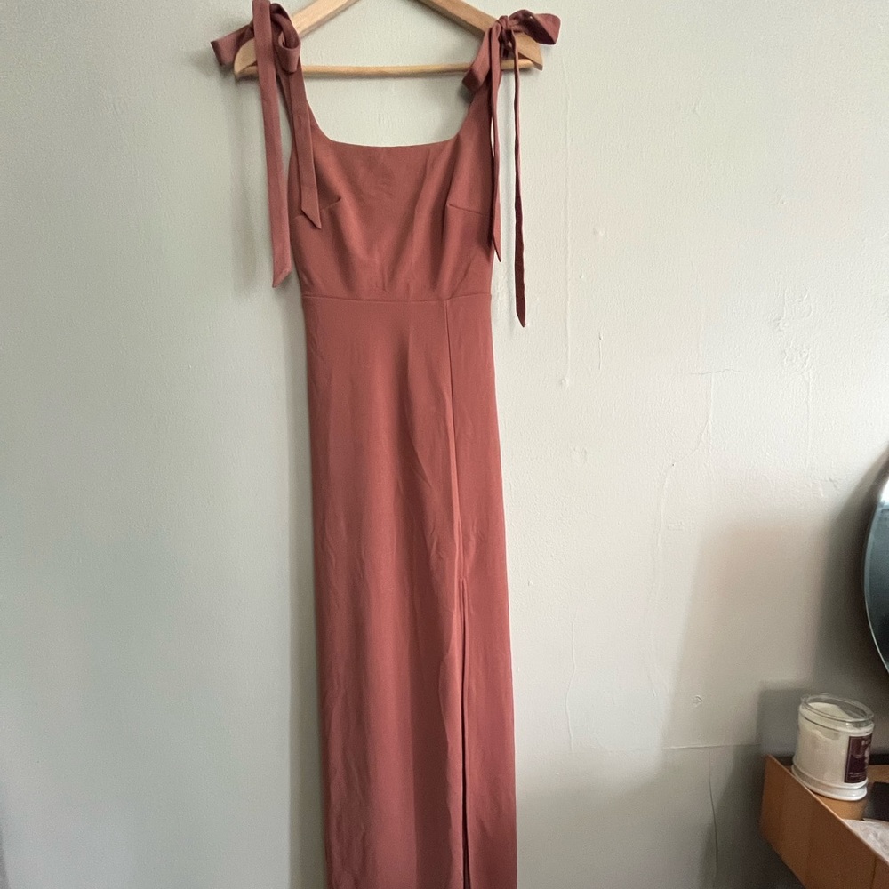 Full length birdy Grey Alex dress in dessert rose Crepe. Size XS